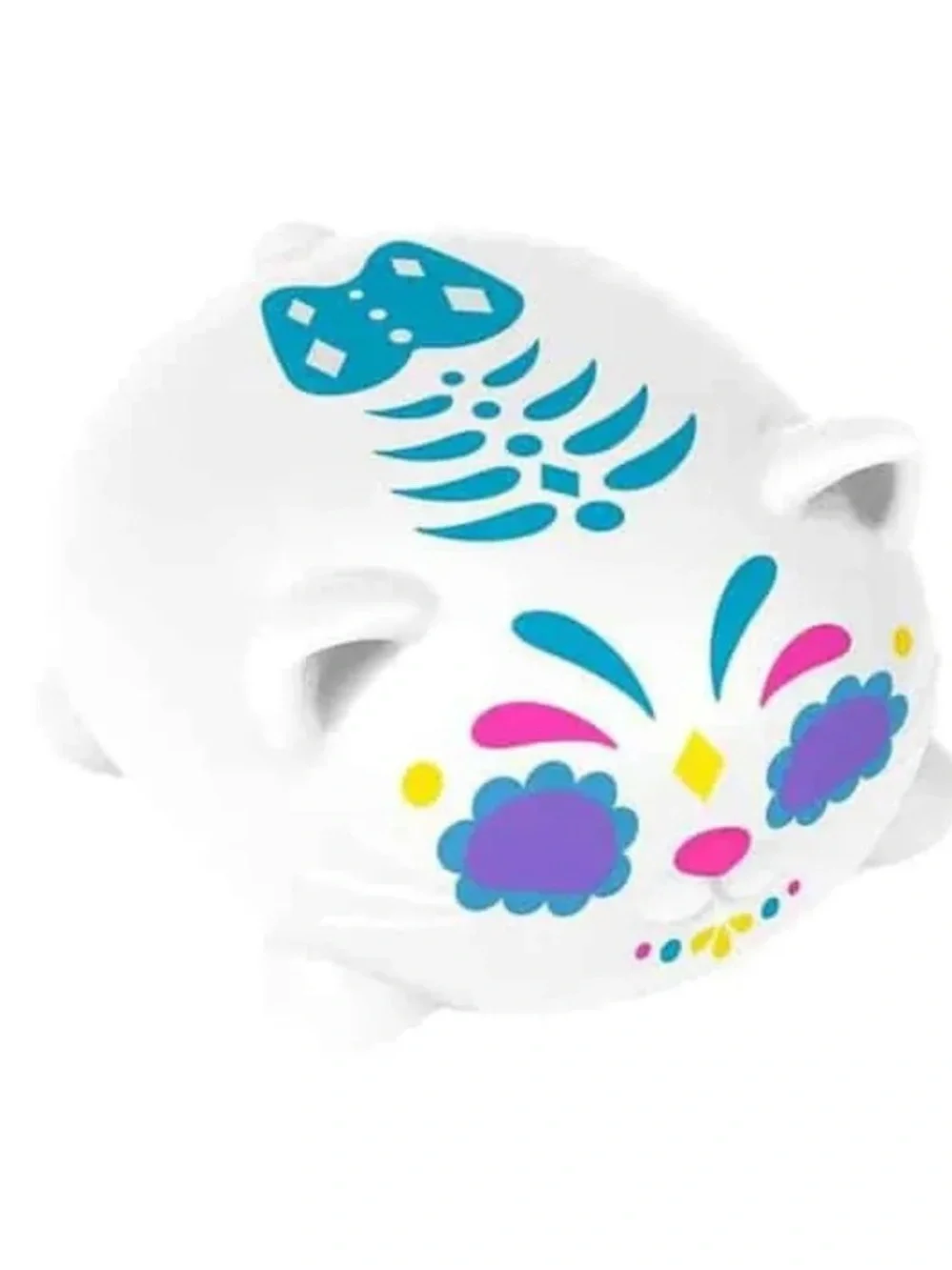 1 NeeDoh Sugar Skull Cat Squish- White with Pink, Purple or Blue Accents 4 Avail